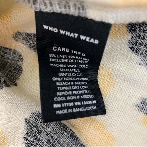 Who What Wear Linen Graphic Cat Smocked Off The Shoulder Short Sleeve Blouse Nwt - Picture 7 of 16